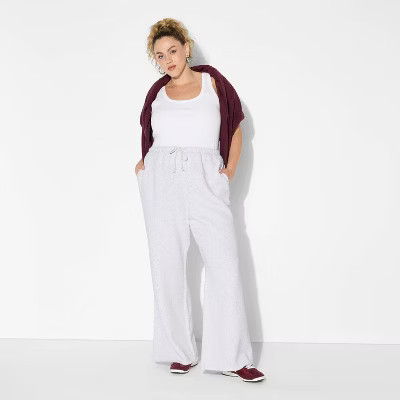 Women's Mid-Rise Wide Leg Sweatpants - Wild Fable™ Heather Gray XXL | Target