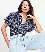 Bandana Mixed Media Flutter Top | LOFT