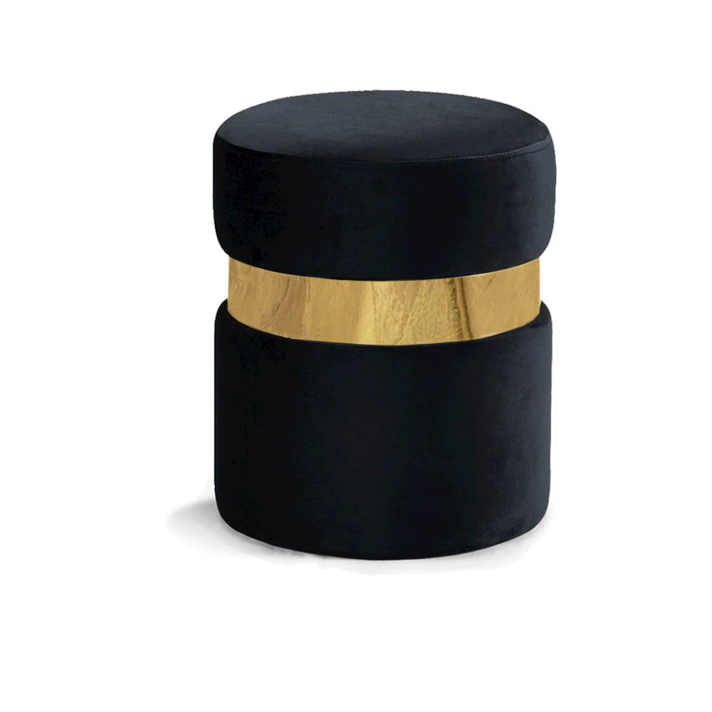 Meridian Hailey Black Velvet Ottoman Stool Stainless Steel one_size | 132BLACK | Lowe's