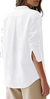 siliteelon Button Down Shirts for Women Oxford Shirt Cotton Dress Shirts Collared Long Sleeve Wri... | Amazon (US)