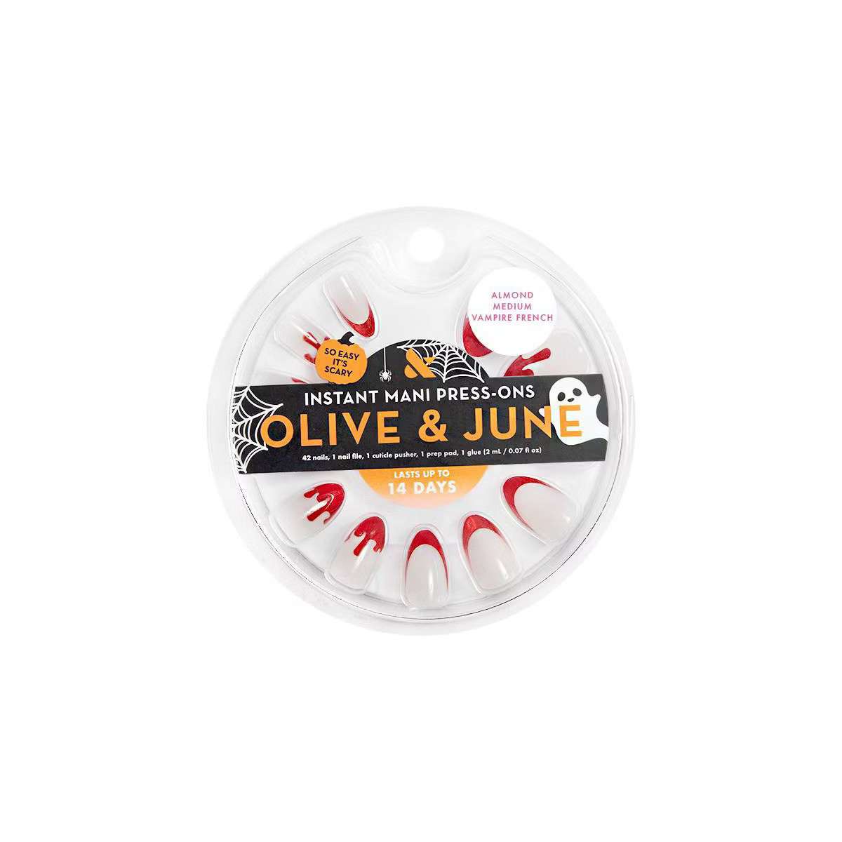 Olive & June Press-On Fake Nails - M Almond - Blood Drops - 42ct | Target