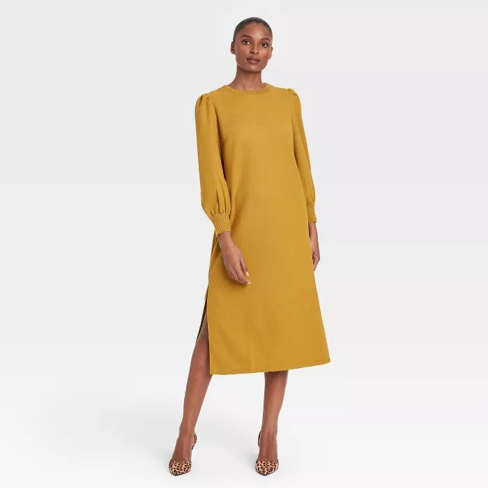 Women's Long Balloon Sleeve Dress - Who What Wear™ Yellow | Target