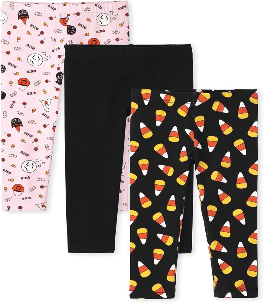 The Children's Place Baby Toddler Girl Halloween Print Knit Leggings 3-Pack | Amazon (US)