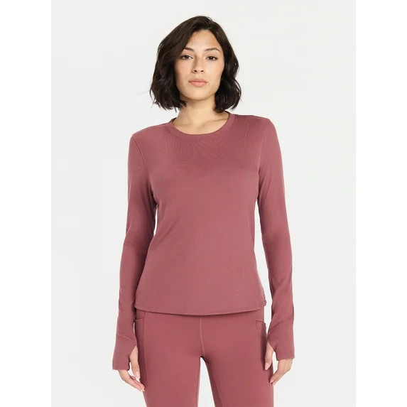 Avia Women's and Women's Plus Rib Seamed Long Sleeve Tee, Sizes XS-4X | Walmart (US)