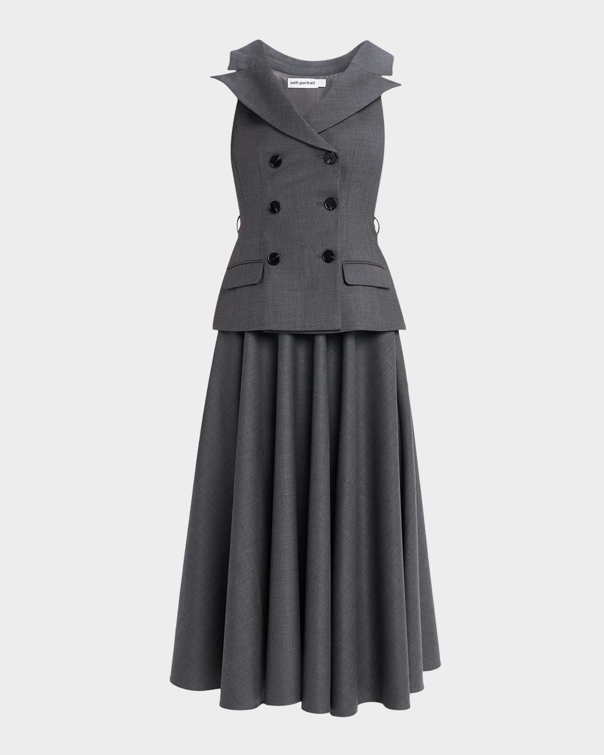 Wool-Blend Tailored Midi Dress | Neiman Marcus