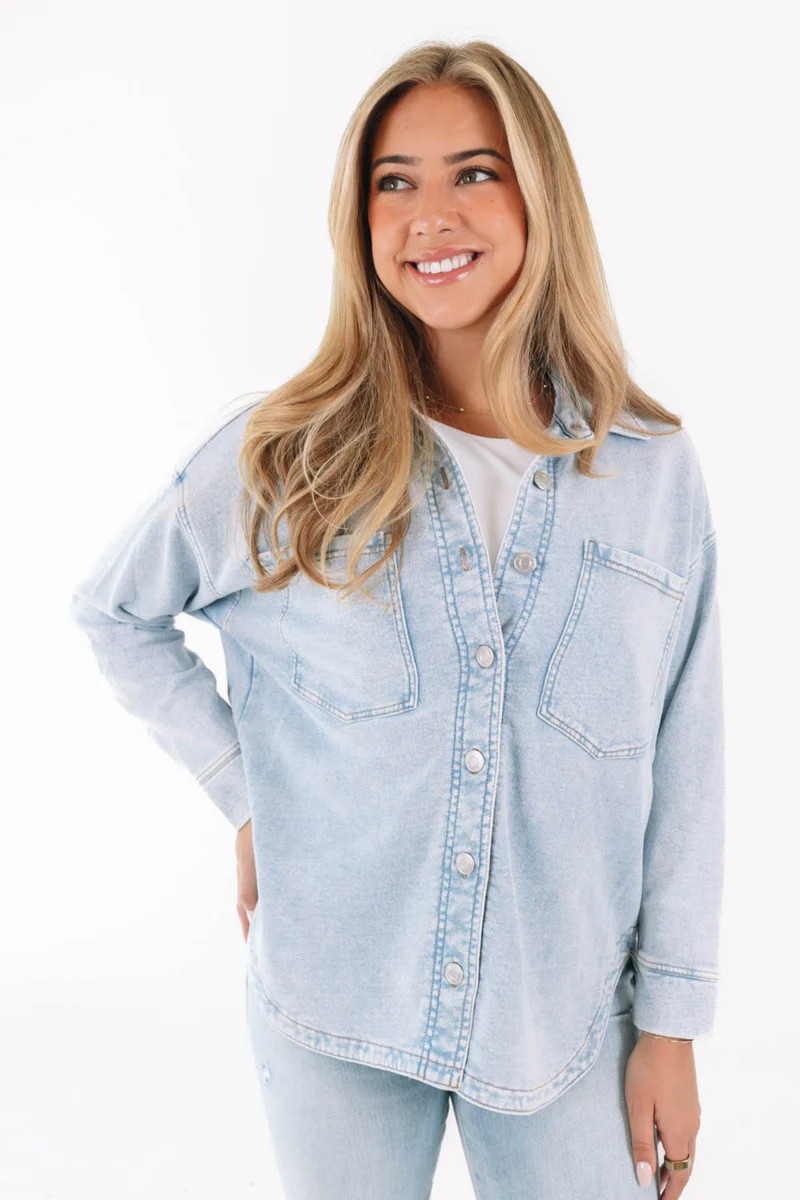 Z Supply All Day Knit Denim Jacket - Washed Indigo | The Impeccable Pig