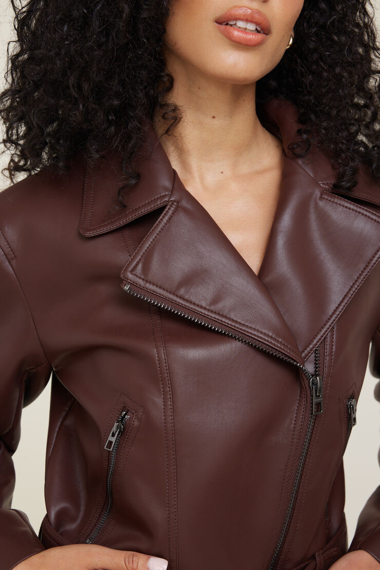 Belted Faux Leather Moto Jacket | Dynamite Clothing
