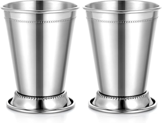 Set of 2 Mint Julep Cups, Classic Stainless Steel Glasses for Party Bar Home Restaurant, 12 oz Me... | Amazon (US)