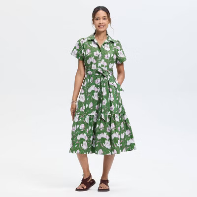 Women's Button-Down Short Sleeve Midi A-Line Dress - Universal Thread™ | Target