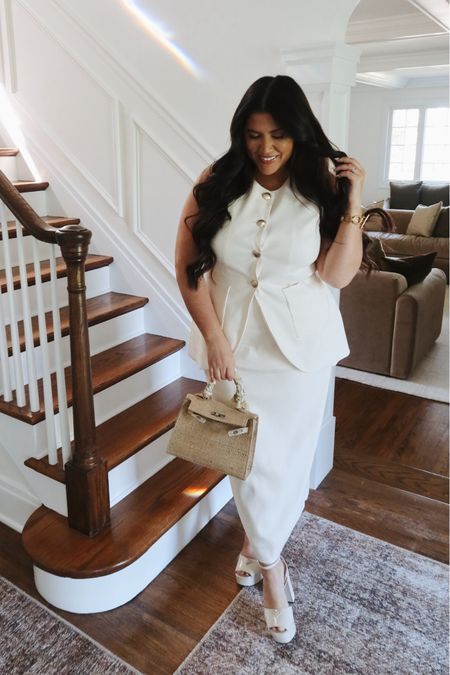 Can’t wait to wear this white set through spring and summer, love the seashell buttons! Fits true to size 

#LTKstyletip #LTKwedding #LTKmidsize