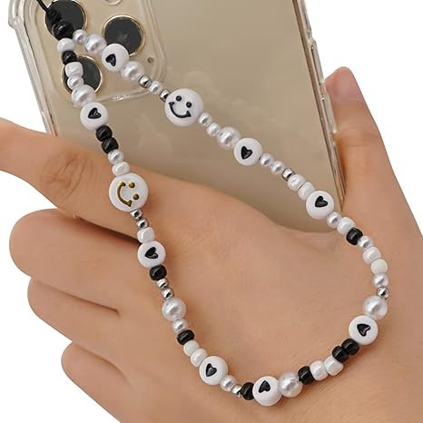 ikasus Phone Charm Strap,Love Smile Face Beaded Phone Lanyard Wrist Strap Handmade Rainbow Polyme... | Amazon (US)
