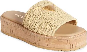 Raffia Platform Slide Sandal (Women) | Nordstrom