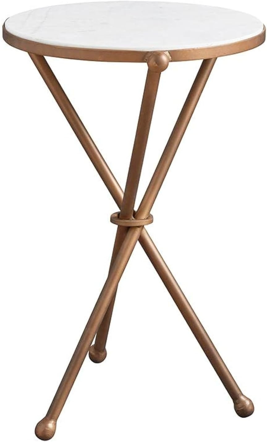 47th & Main Moderna mesa auxiliar o auxiliar redonda de metal con parte superior de mármol para ... | Amazon (US)