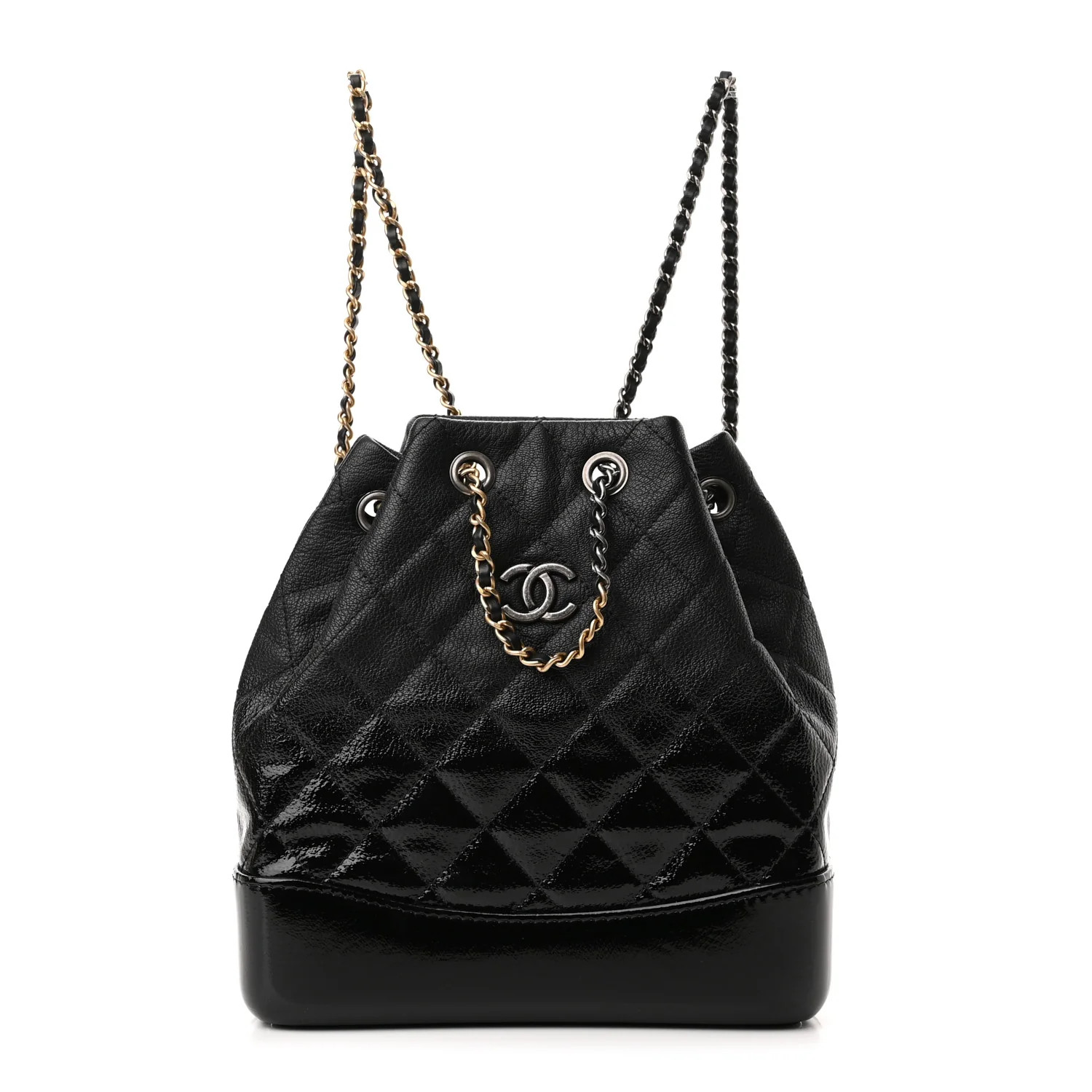 CHANEL Patent Goatskin Quilted Small Gabrielle Backpack Black | FASHIONPHILE (US)