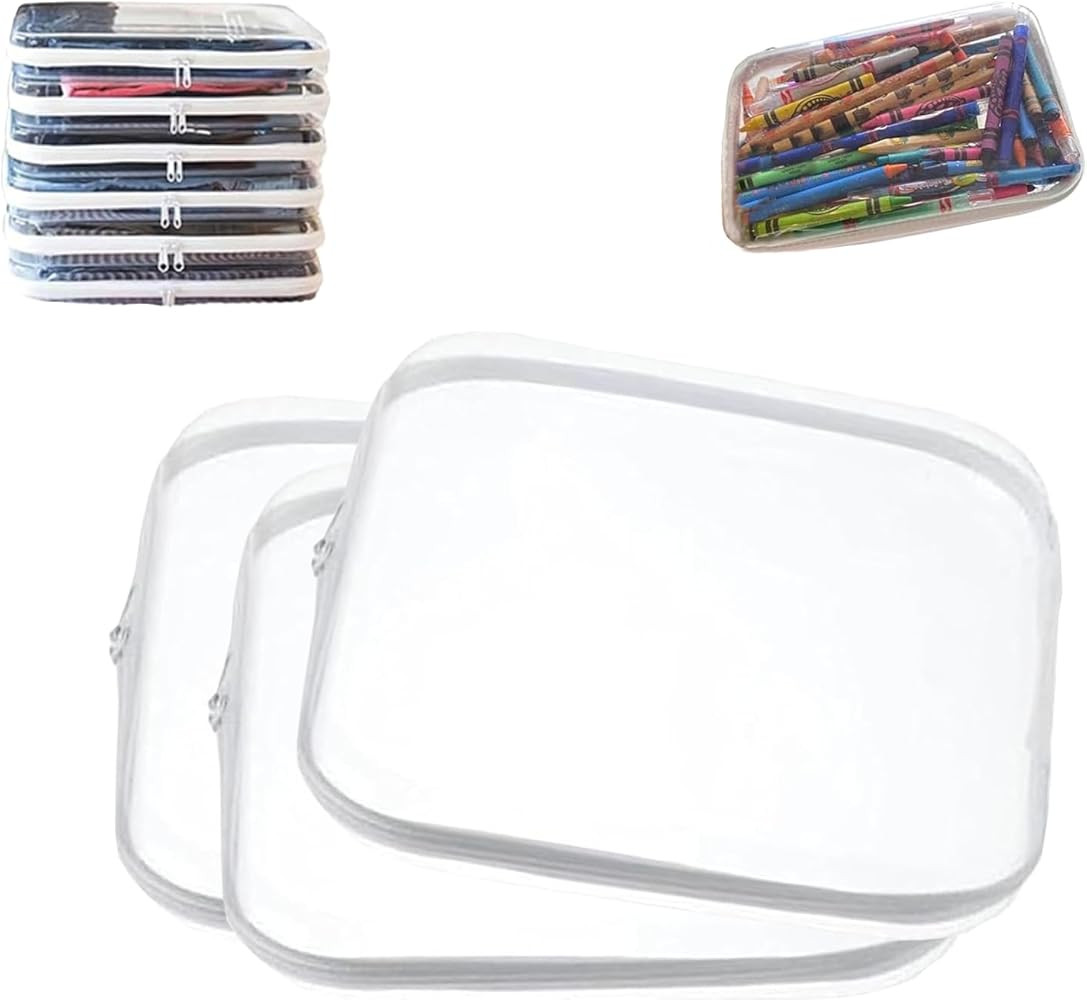 Clear Hard Plastic Zipper Case，Transparent Double Zippers Hard Pouch with 3pcs，Set of 3 Trave... | Amazon (US)