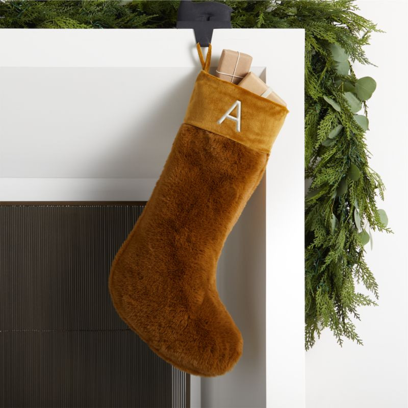 Personalized Caramel Faux Fur Christmas Stocking | Crate & Barrel | Crate & Barrel