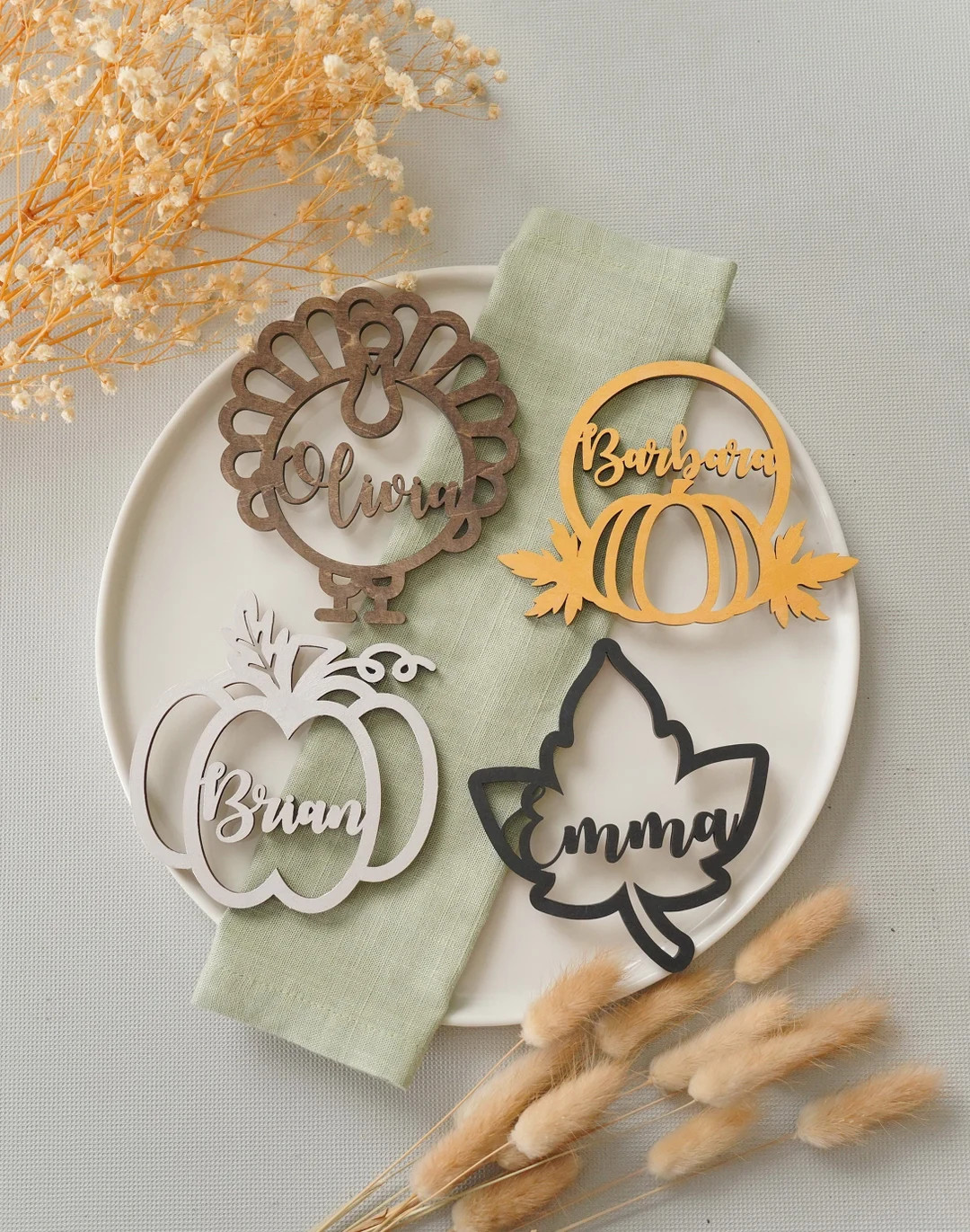 Thanksgiving Name Tag, Thanksgiving Decor, Custom Place Card, Wood Tag Name, Fall Table Setting ,... | Etsy (US)