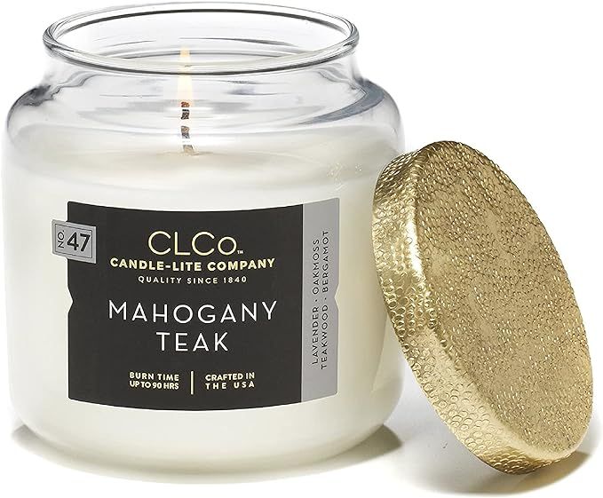 CLCo. by Candle-Lite Company Scented Mahogany Teak Single-Wick Jar Candle, 14 oz, Off White | Amazon (US)