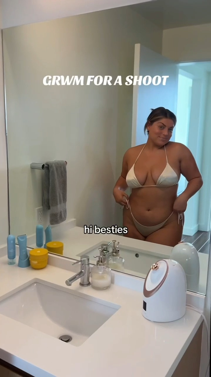 how I prep for a shoot day! 
this Monday swimwear bikini is the best- I love the color and fit!! and the skims dress has been my go to forever! always so flattering and can easily be dressed up or down! 