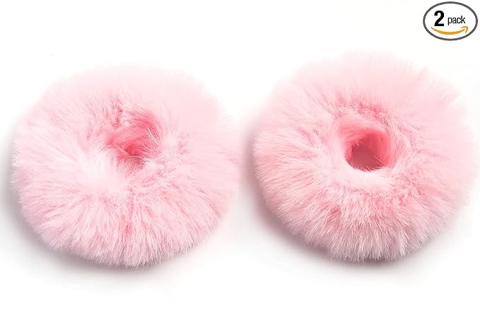 2pcs Pack Furry Faux Rabbit Fur Hair Scrunchies Artificial Fur Hair Bobbles Elastic Hair Band Rop... | Amazon (US)