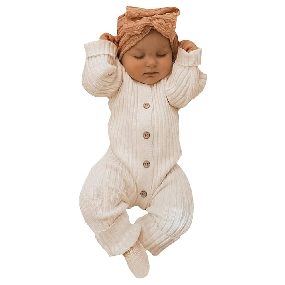 Lovely Solid Color Baby Long Sleeve Jumpsuit baby girl bodysuit | Amazon (US)