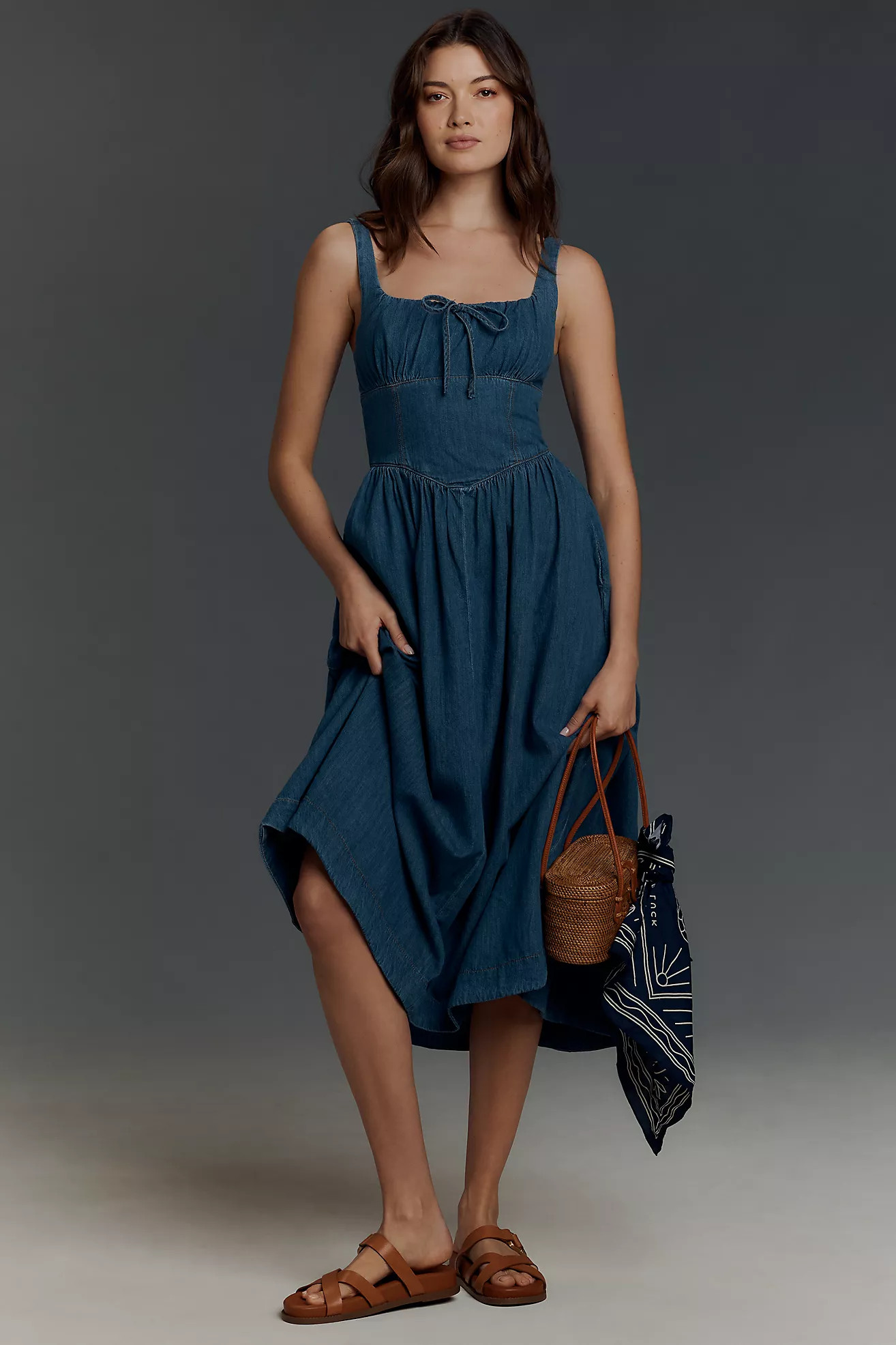 Reformation Balia Denim Midi Dress | Anthropologie (US)