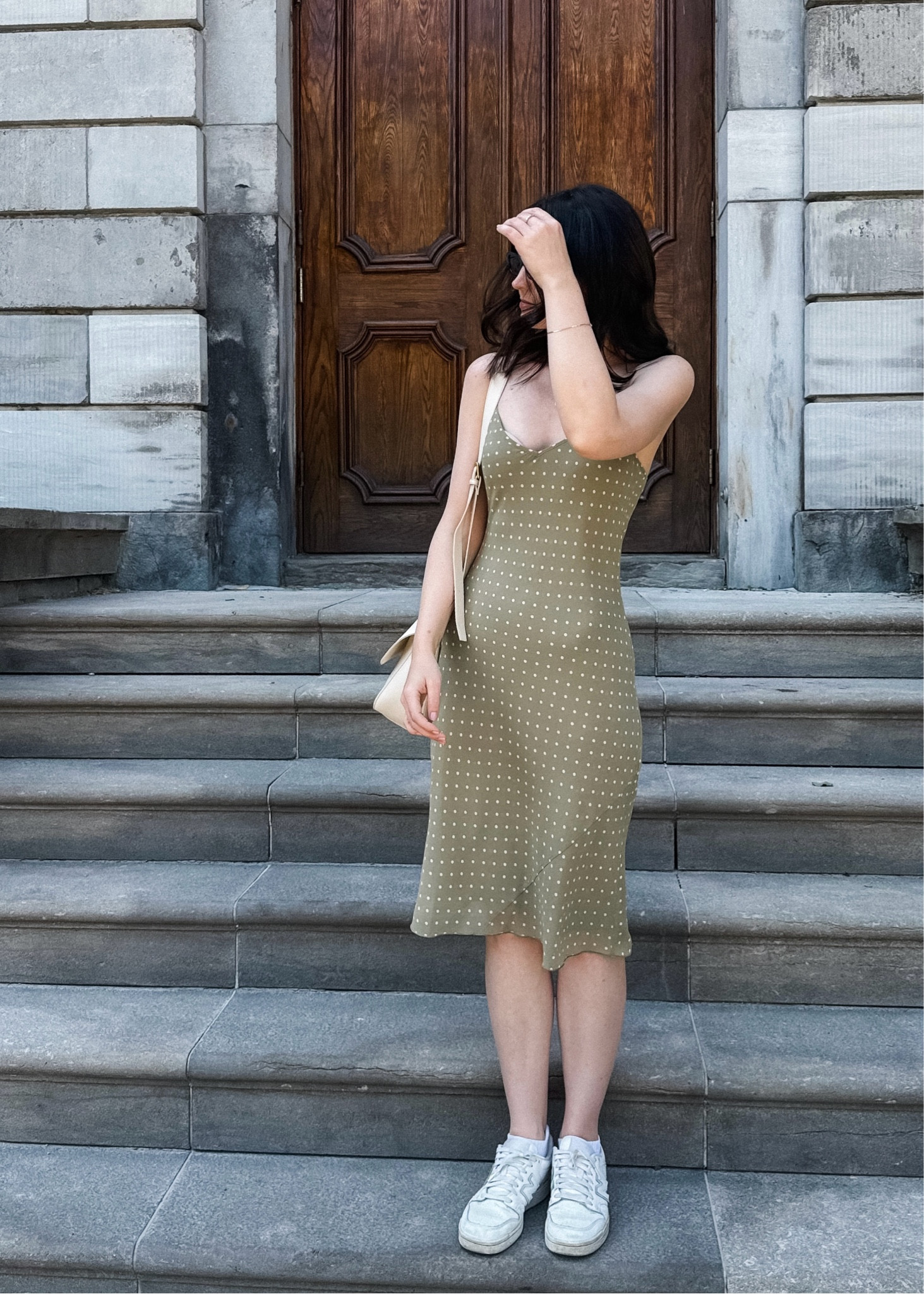 Summer Dress💚

Aritzia only slip midi dress green polka dot spring outfit ideas inspo travel Montreal  white sneakers

#LTKstyletip #LTKcanada #LTKsummer