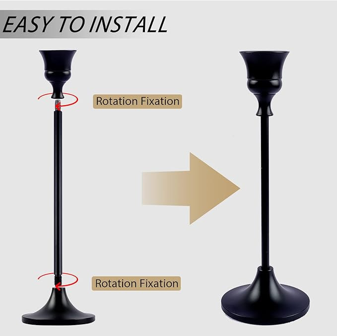 Candlestick Holders,Taper Candle Holder for Candlesticks Black Candelabra Candle Holders Vintage ... | Amazon (US)