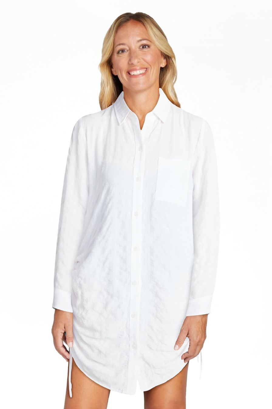 Time and Tru Women's and Women's Plus Size Essentials Convertible Button Down Shirt Coverup, Size... | Walmart (US)