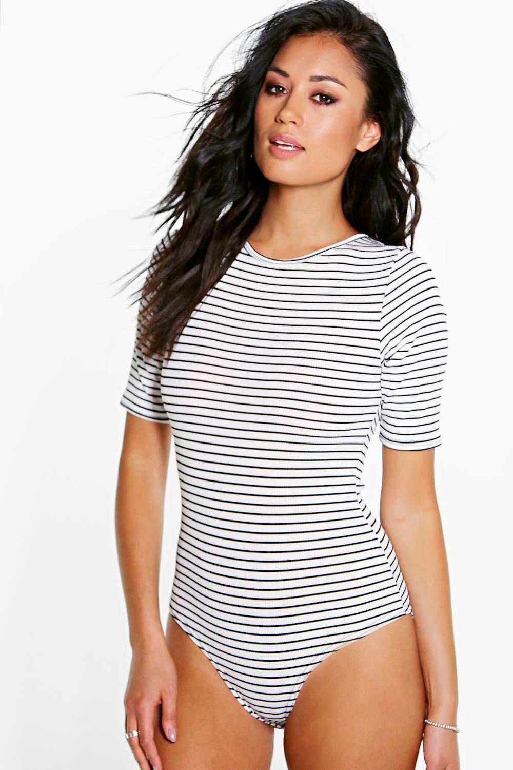 Penny Striped Rib Bodysuit | Boohoo.com (US & CA)