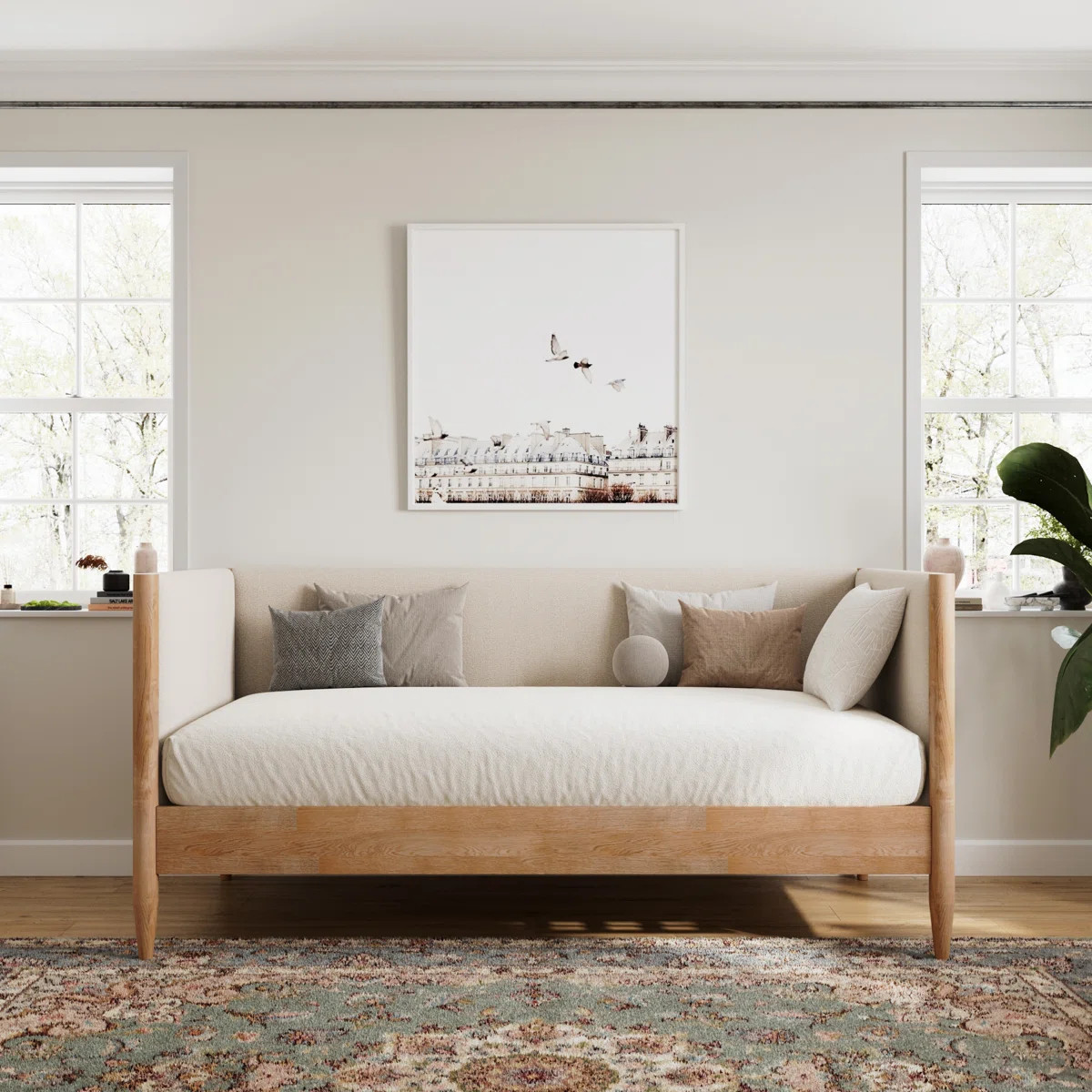 Wade Logan® Besan Solid Wood Boucle Upholstered Twin Daybed & Reviews | Wayfair | Wayfair North America