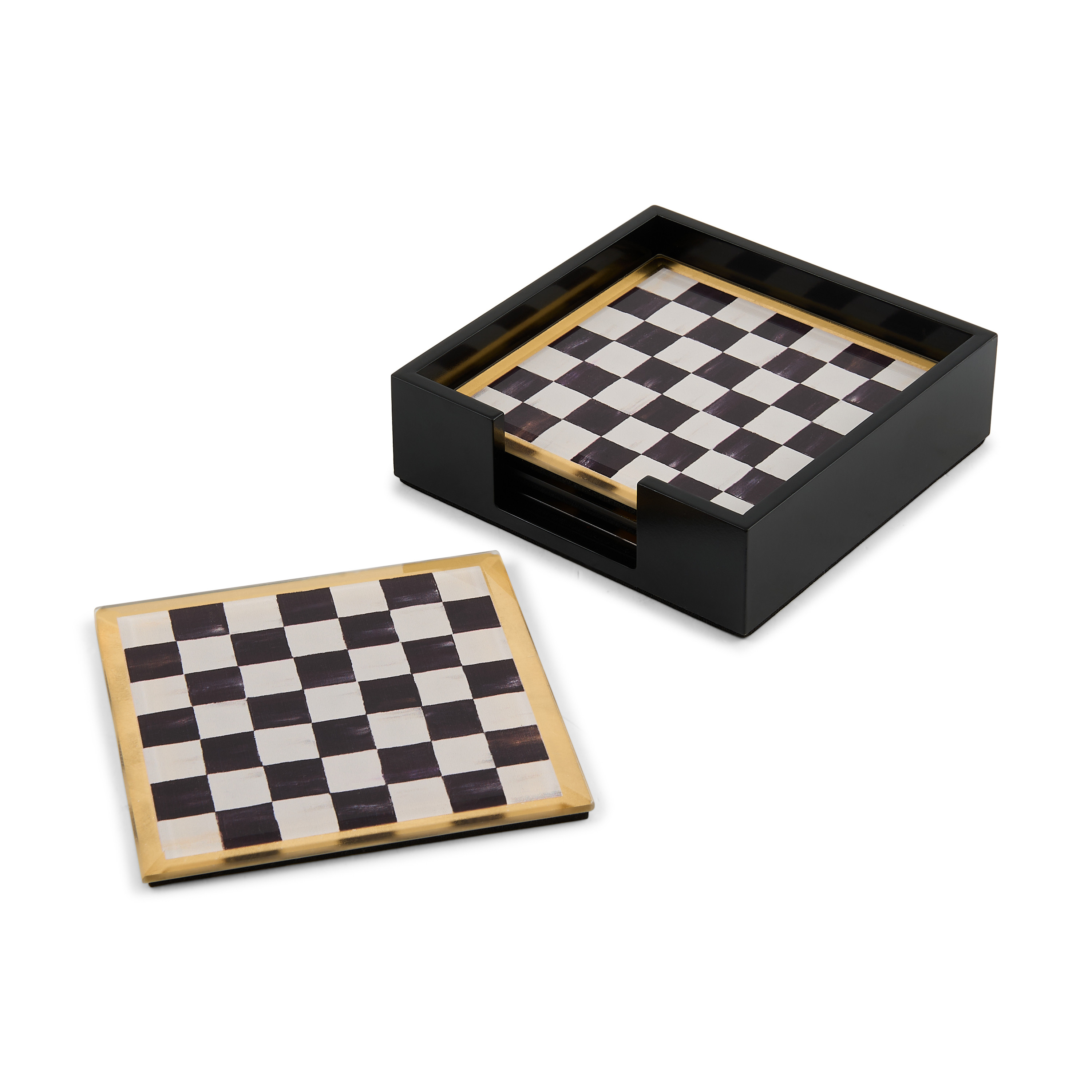 MacKenzie-Childs Courtly Check Glass Coasters | MacKenzie-Childs
