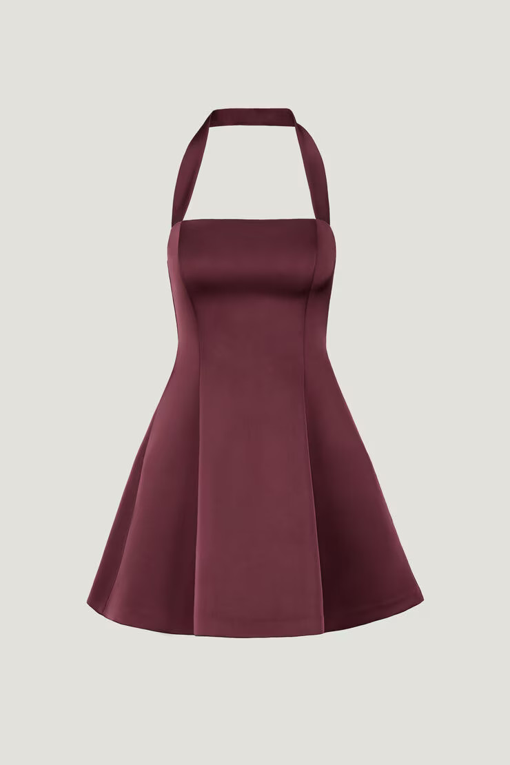 Amaya Satin Halter Mini Dress | Dynamite Clothing