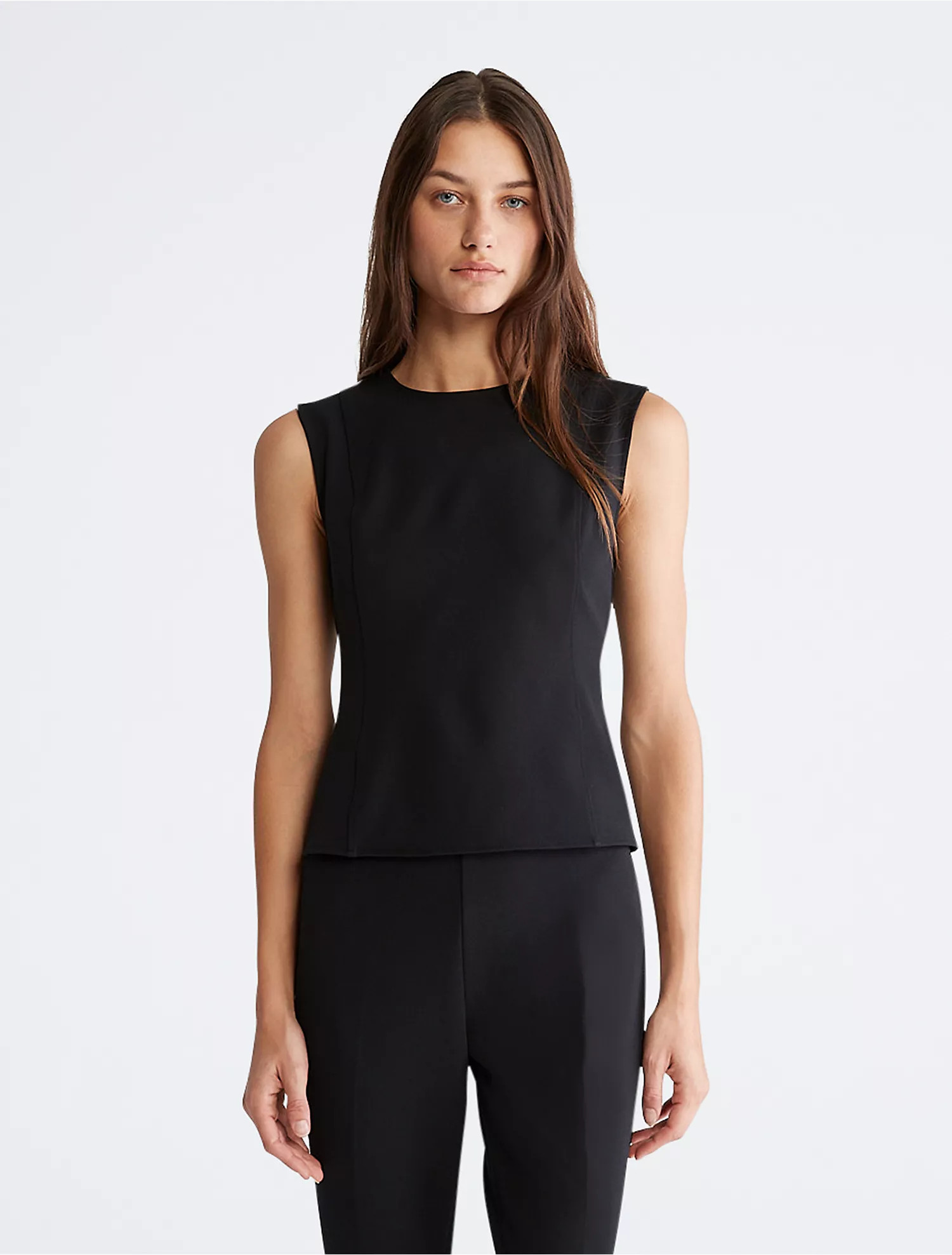 Compact Stretch Crepe Sleeveless Top | Calvin Klein | Calvin Klein (US)