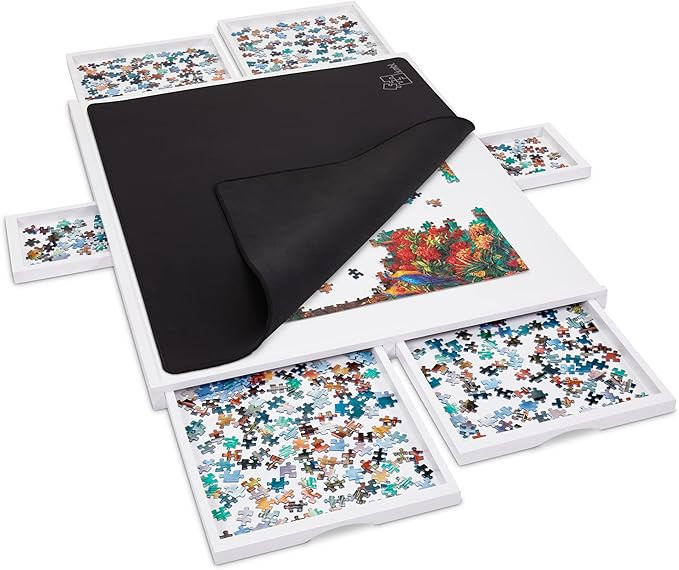 Jumbl 1500-Piece Puzzle Board w/Mat | 27” x 35” Wooden Jigsaw Puzzle Table w/6 Removable Stor... | Amazon (US)