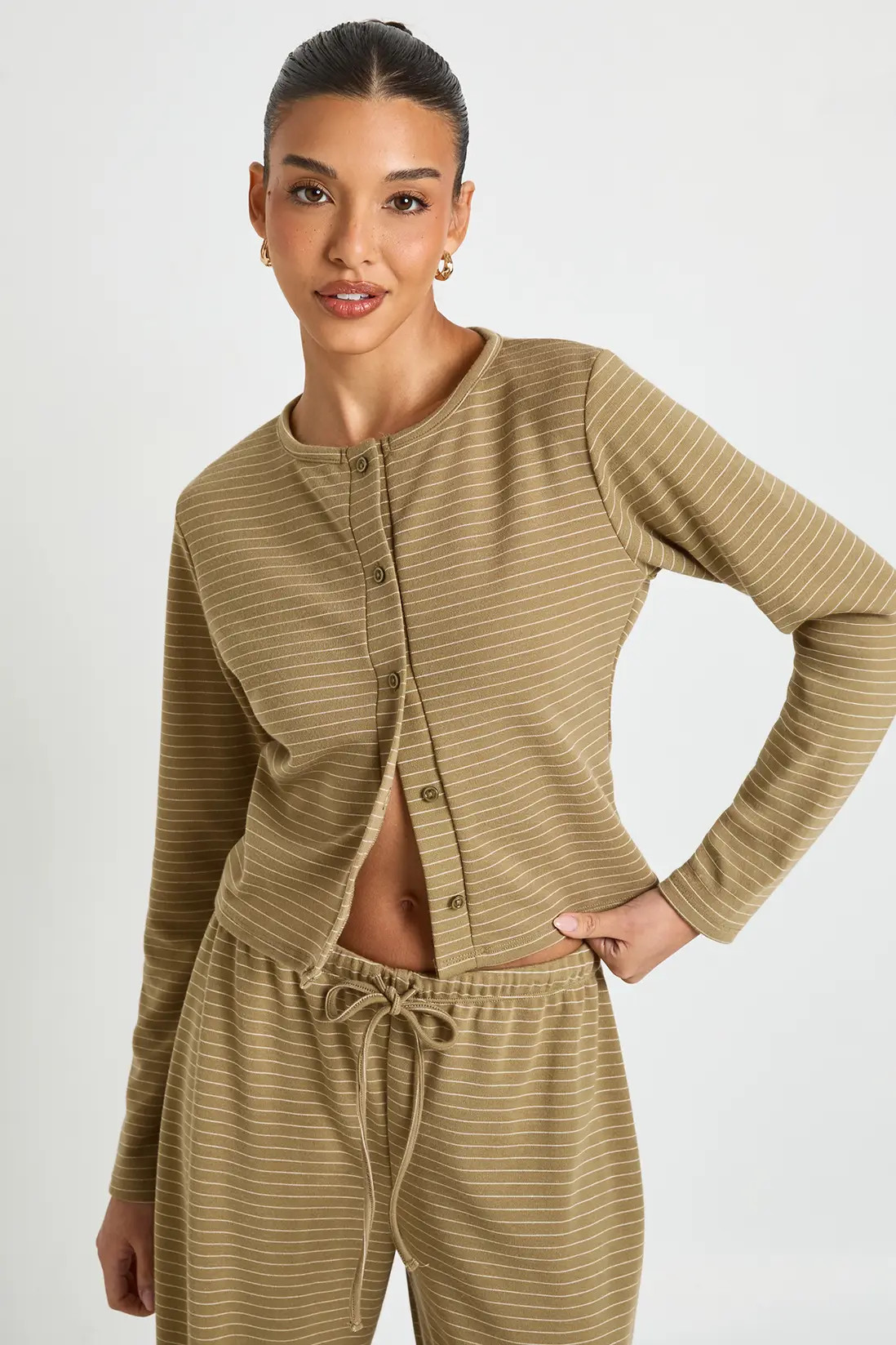 Tops | Stripe Button Through Long Sleeve Top | boohoo | Boohoo.com (UK & IE)