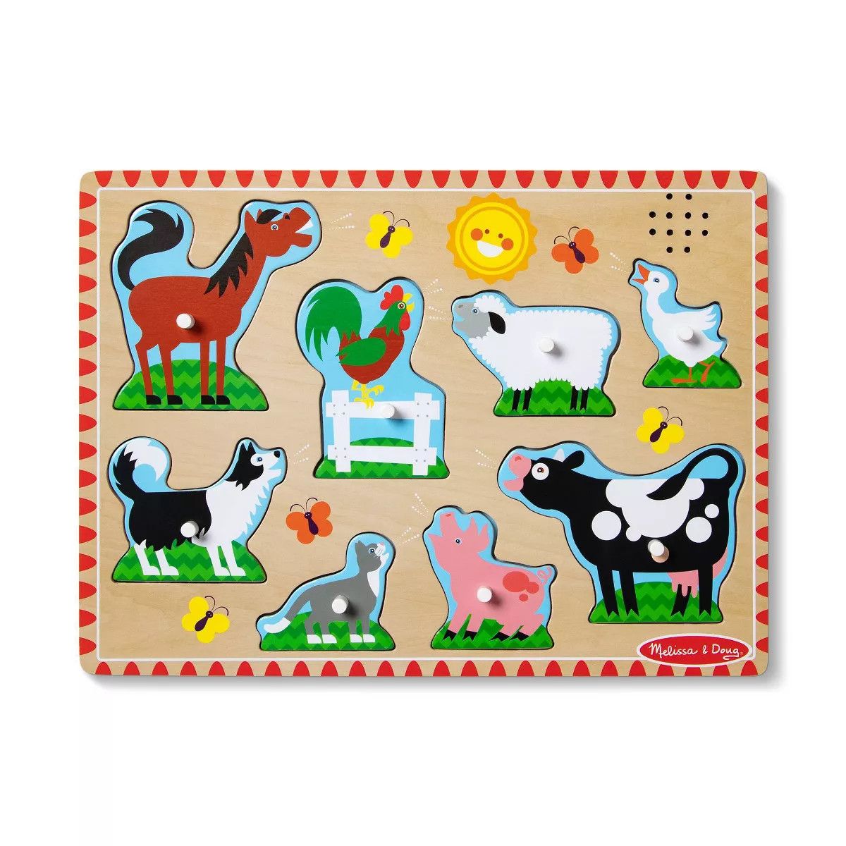 Melissa And Doug Farm Animals Wooden Peg Sound Puzzle 8pc | Target