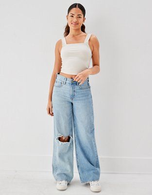 AE Ripped Super High-Waisted Baggy Wide-Leg Jean | American Eagle Outfitters (US & CA)