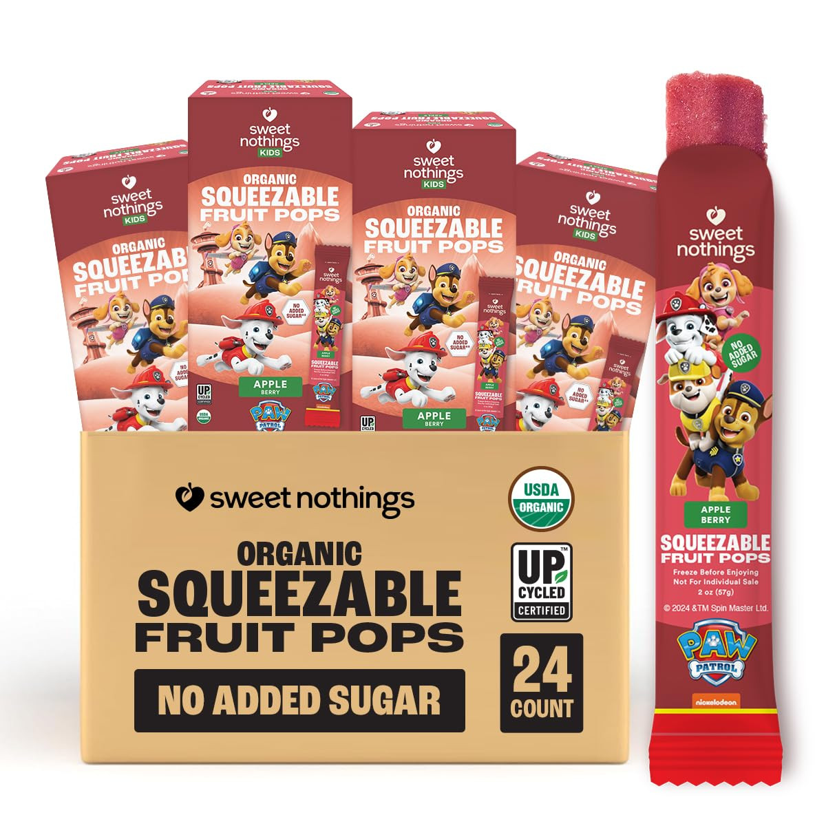Sweet Nothings, PAW Patrol Apple Berry, USDA Organic Kids' Squeezable Super Fruit Popsicle Pops, ... | Amazon (US)