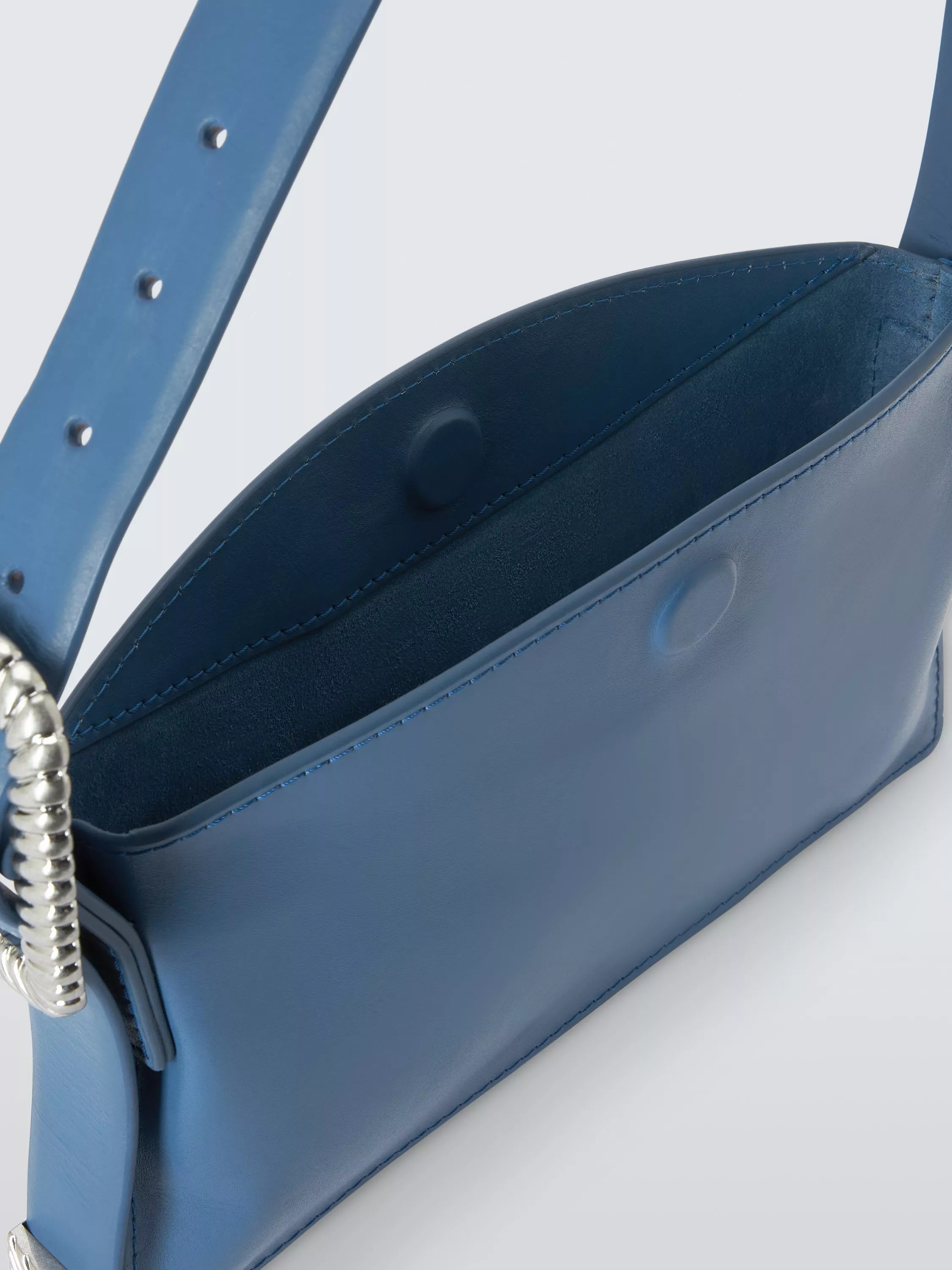 Leather Mini East West Belt Strap Shoulder Bag, Cornflower Blue | John Lewis (UK)