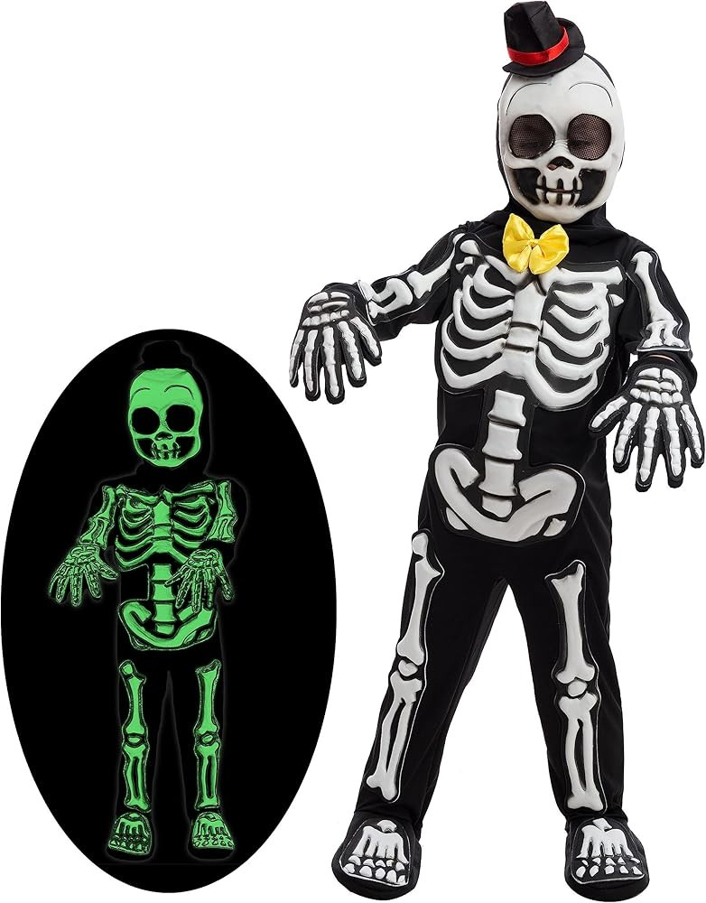 Spooktacular Creations Glows in the Dark Skeleton Costume, Black Skelebones Jumpsuit, Bone Hallow... | Amazon (US)