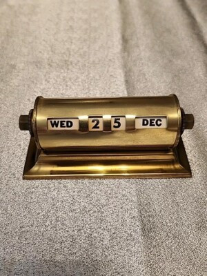 PARK SHERMAN Mid-Century Vintage Brass Rolling Day Date Desk Top Calendar MCM | eBay US