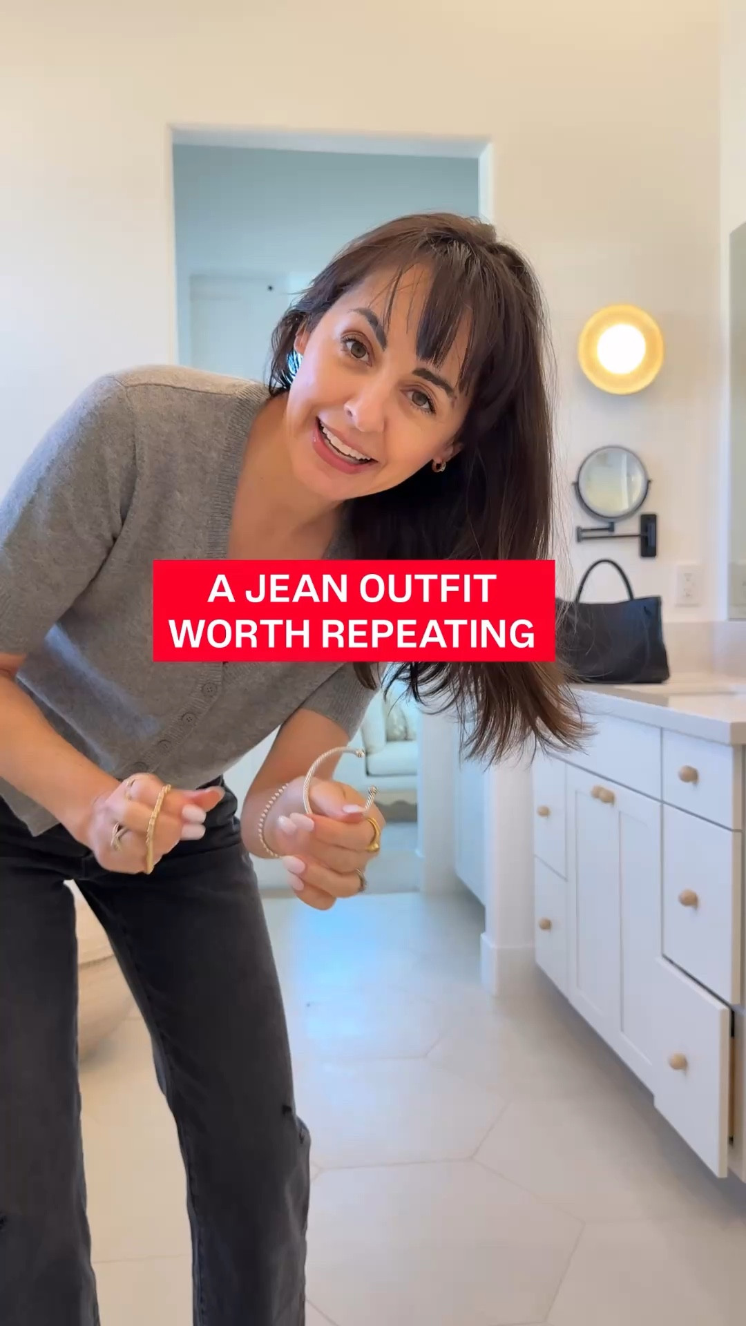 Round two! Some of my favorite designer inspired pieces from Quince alongside these ankle length jeans (also available in petite) . ￼ Use promo code 16JEN @Pistola Denim. 

I am 5 foot four and sized down to a 24 regular in these jeans. I also have them in a size 25 for a more relaxed fit. 

I’m wearing an xs in The Veronica Beard inspired blazer- it runs generous so if you are between sizes, you can size down.