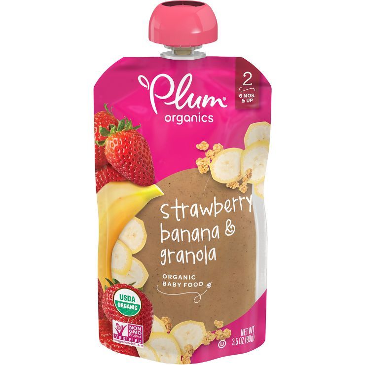 Plum Organics Stage 2 Strawberry Banana & Granola Pouch - 3.5oz | Target
