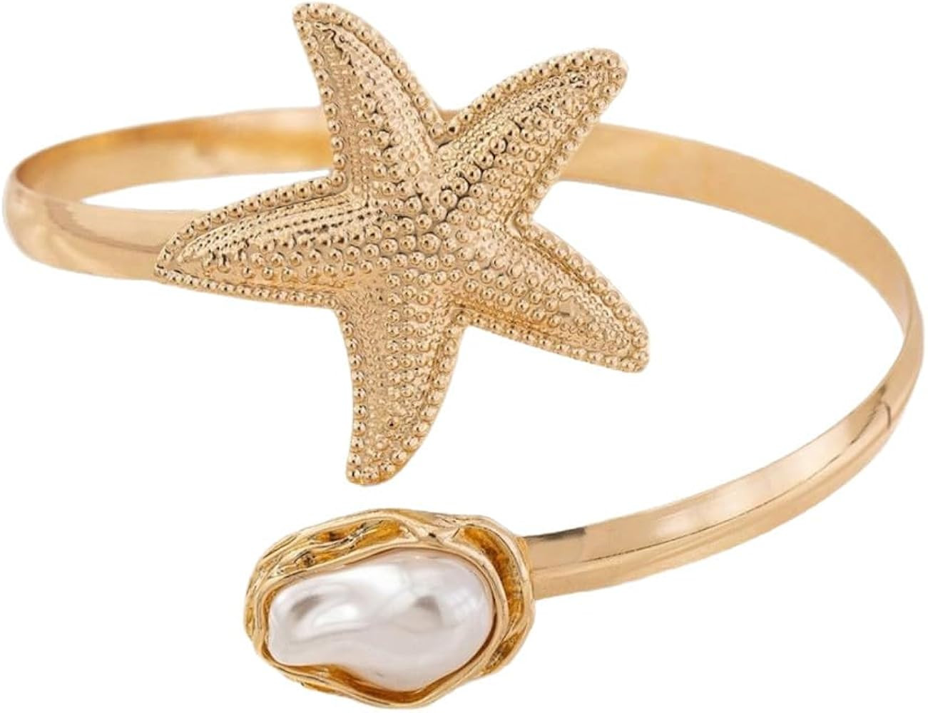Vivian&CD 14K Gold Plated Starfish Arm Cuff for Women, Adjustable Upper Arm Bracelet Boho Beachy ... | Amazon (US)