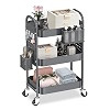 ALVOROG 3 Tier Rolling Cart with DIY Pegboards Metal Utility Cart with Wheels Handles Baskets Hoo... | Amazon (US)