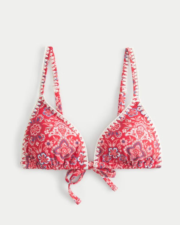 Women's Embroidered Stitch Triangle Bikini Top | Women's Swimwear | HollisterCo.com | Hollister (US)