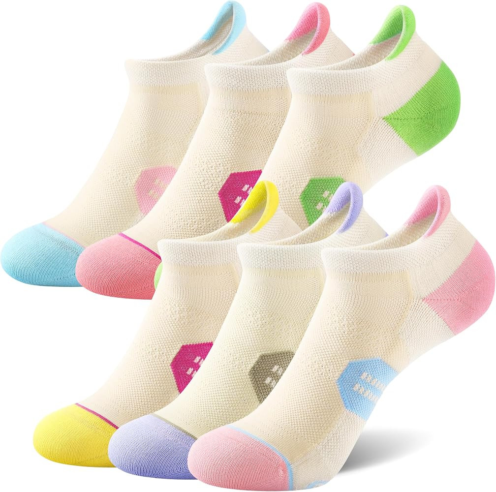 CS CELERSPORT 6 Pack Women's Ankle Running Socks Cushioned Low Cut Tab Athletic Socks | Amazon (US)