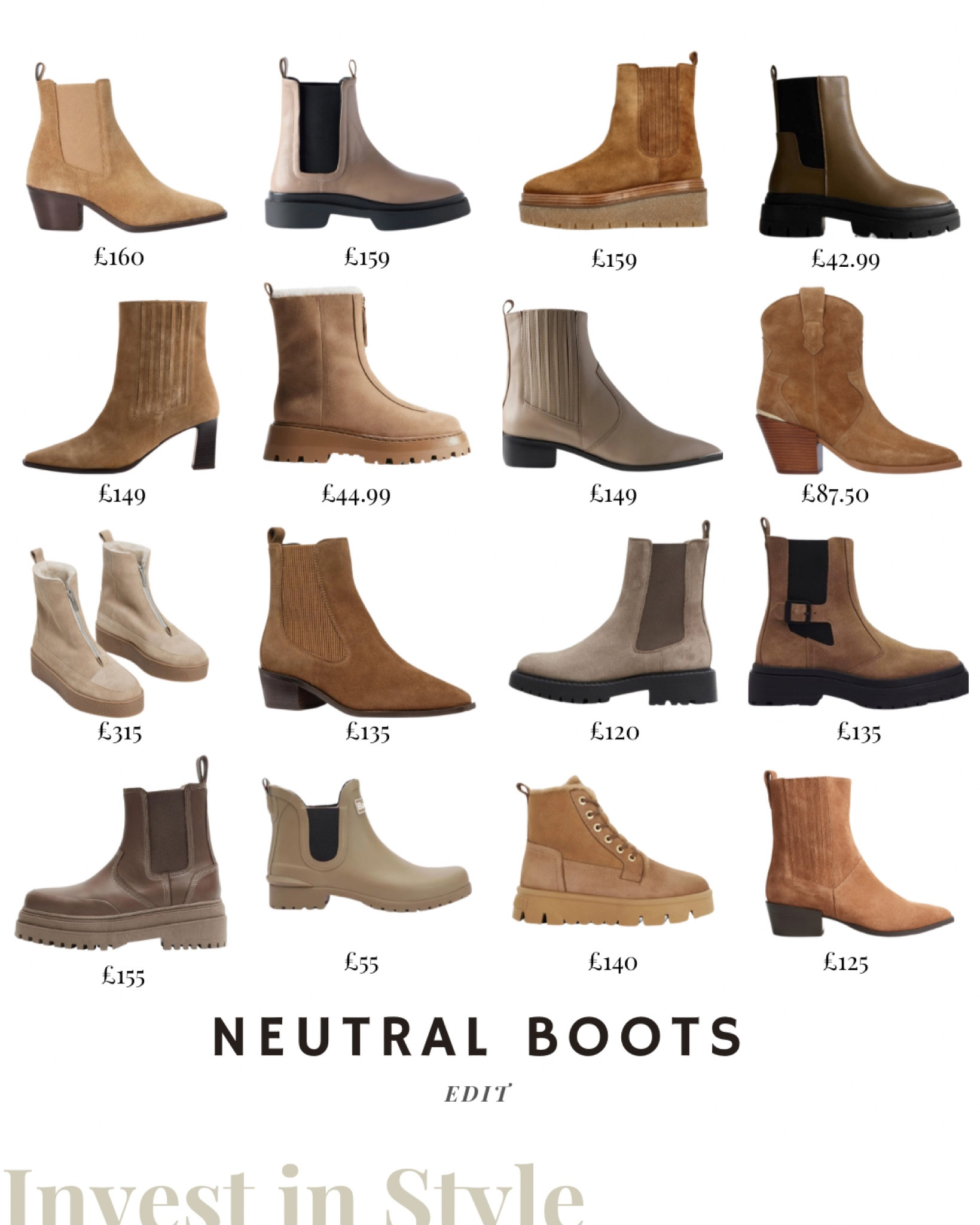 You’ve been waiting for this… 
Here’s my neutral boots edit - great for creating a more tonal look but Aldi when black feels a little heavy. 

#LTKwinter #LTKautumn #LTKshoes