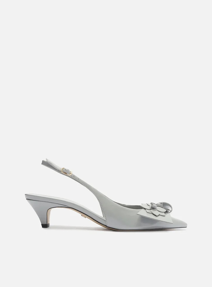 Scarpin Cinza Arezzo Bico Fino Slingback Flores | ZZ Mall (BR)